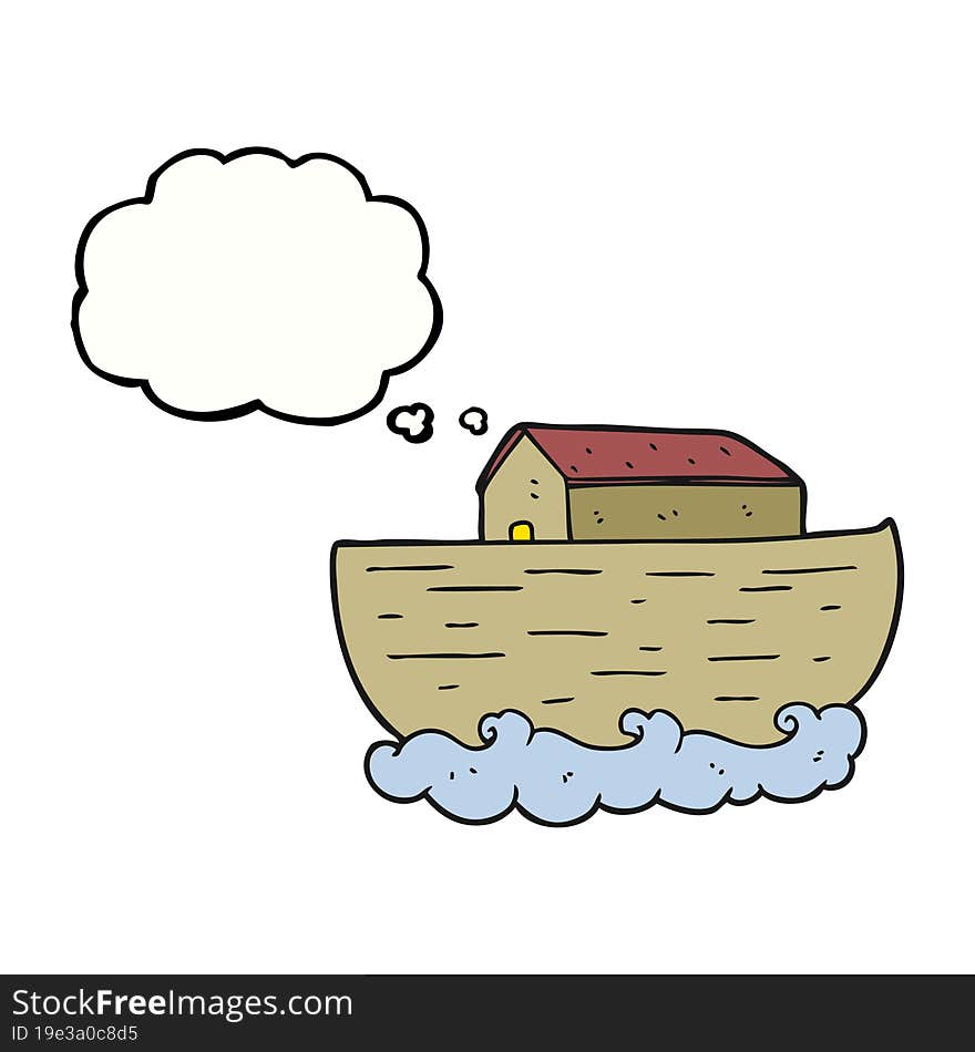 freehand drawn thought bubble cartoon noah\'s ark. freehand drawn thought bubble cartoon noah\'s ark