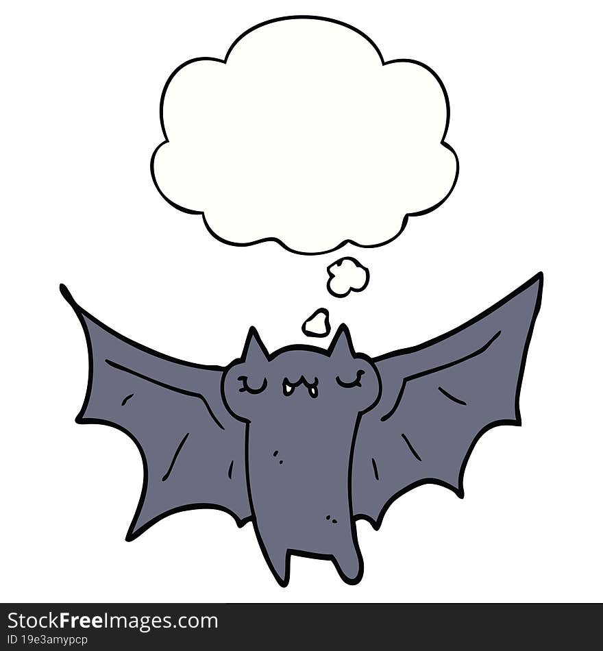 Cute Cartoon Halloween Bat And Thought Bubble