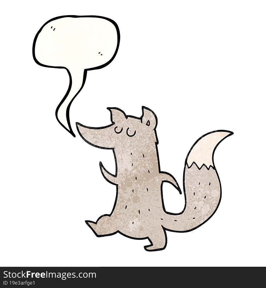 Speech Bubble Textured Cartoon Cute Wolf