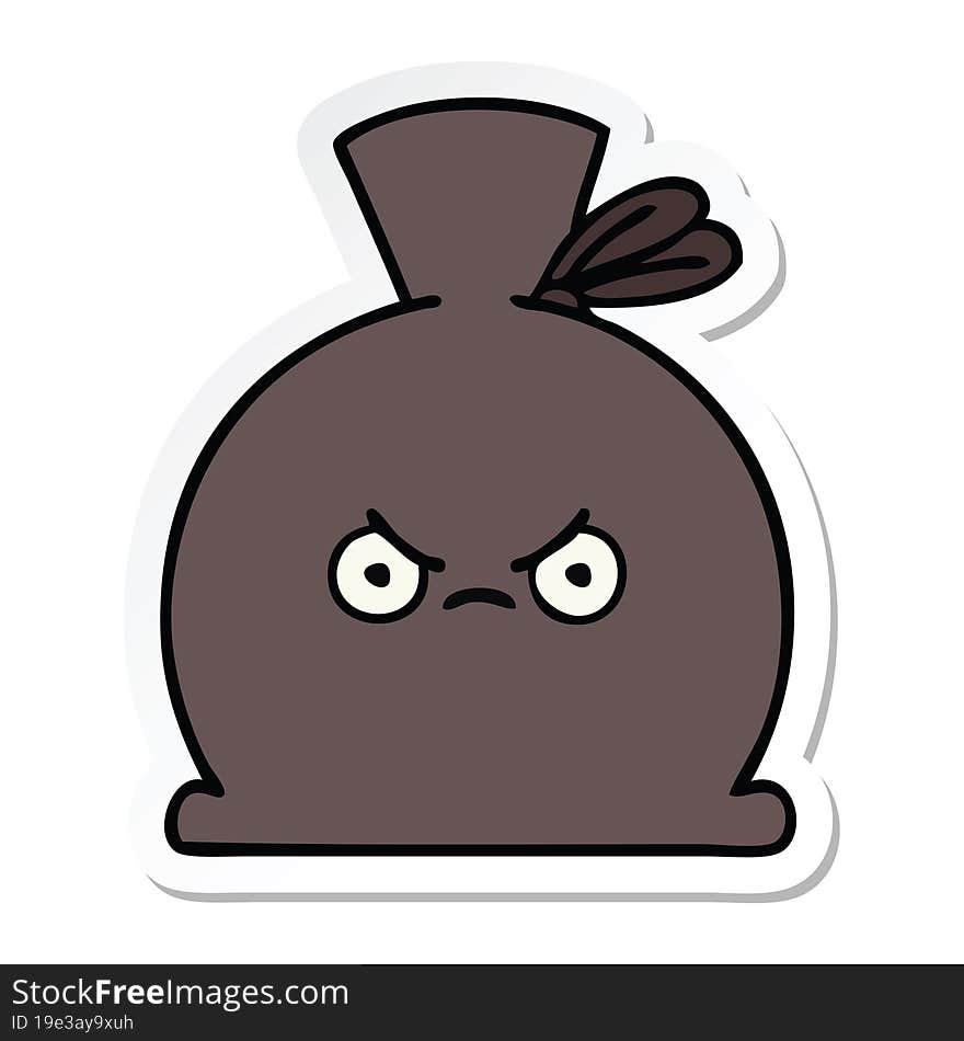 sticker of a cute cartoon sack