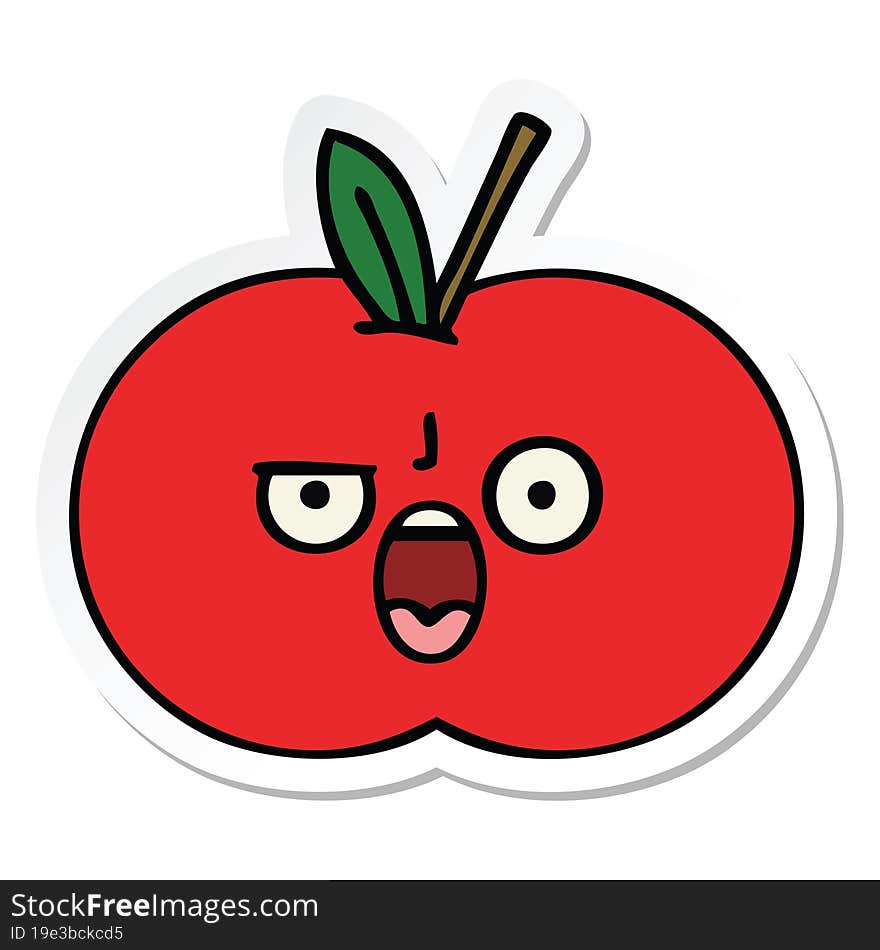 sticker of a cute cartoon red apple