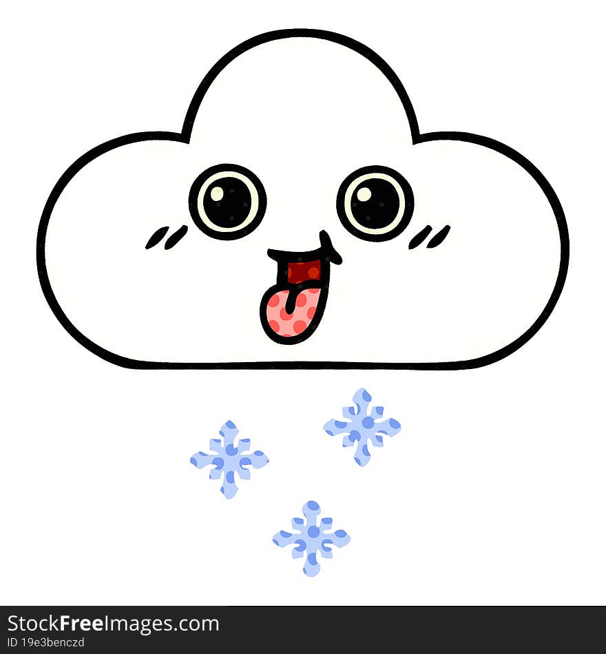 comic book style cartoon of a snow cloud