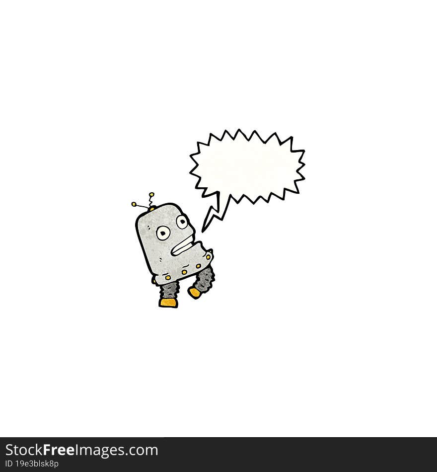 cartoon funny robot with speech bubble