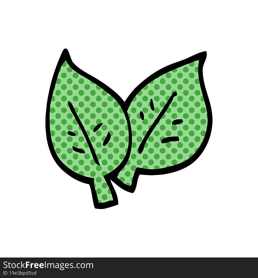 cartoon doodle of green leaves