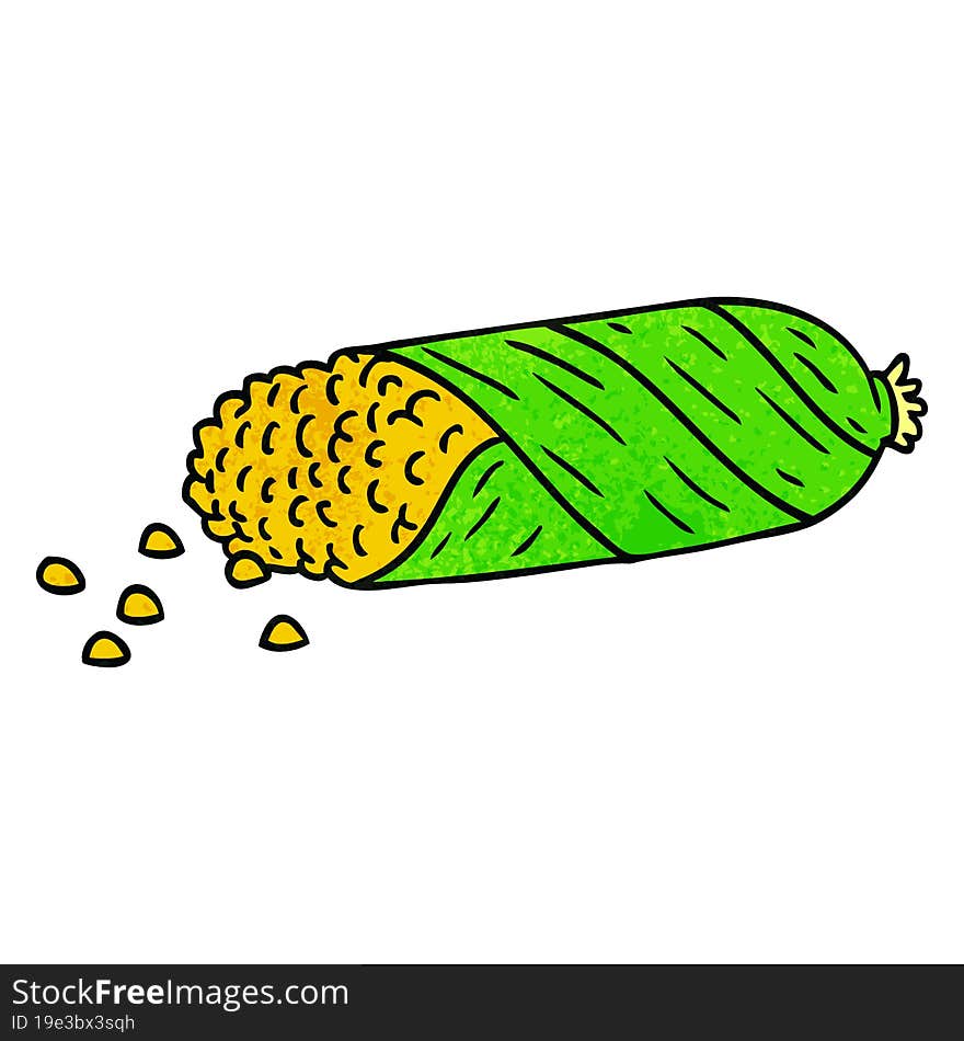 textured cartoon doodle of fresh corn on the cob