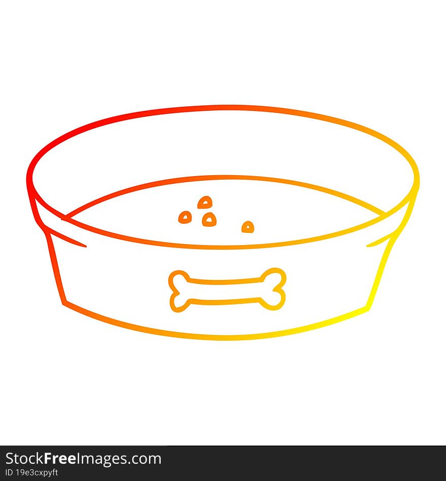 warm gradient line drawing cartoon empty dog food bowl