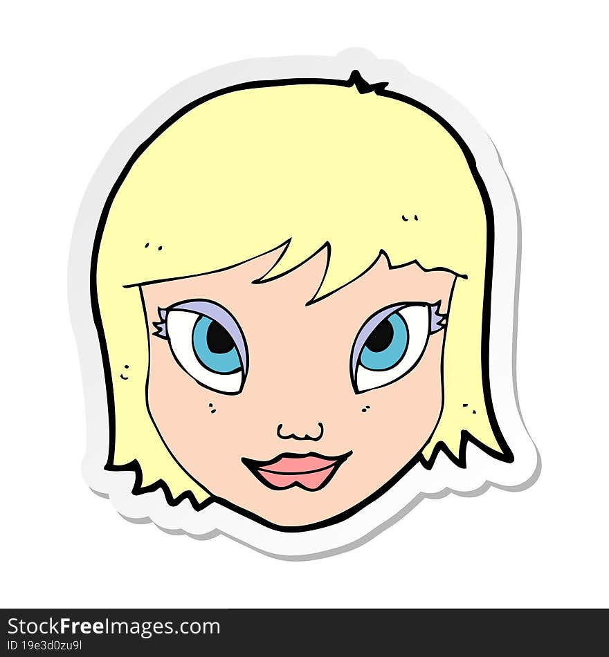 Sticker Of A Cartoon Female Face