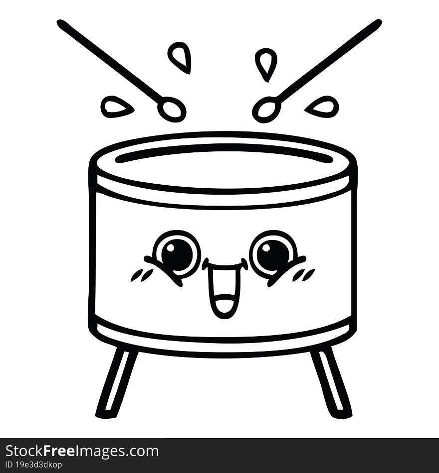 Line Drawing Cartoon Drum