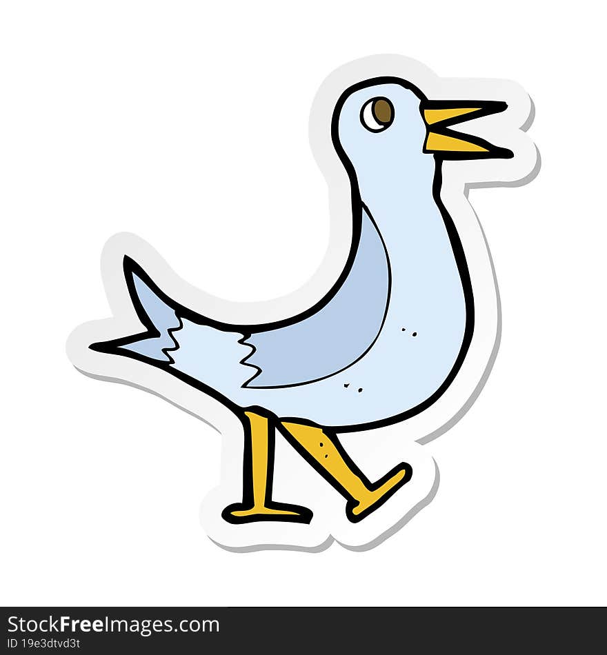 sticker of a cartoon walking bird