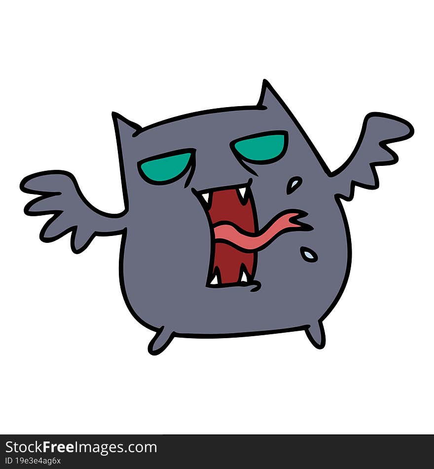 cartoon of cute scary kawaii bat