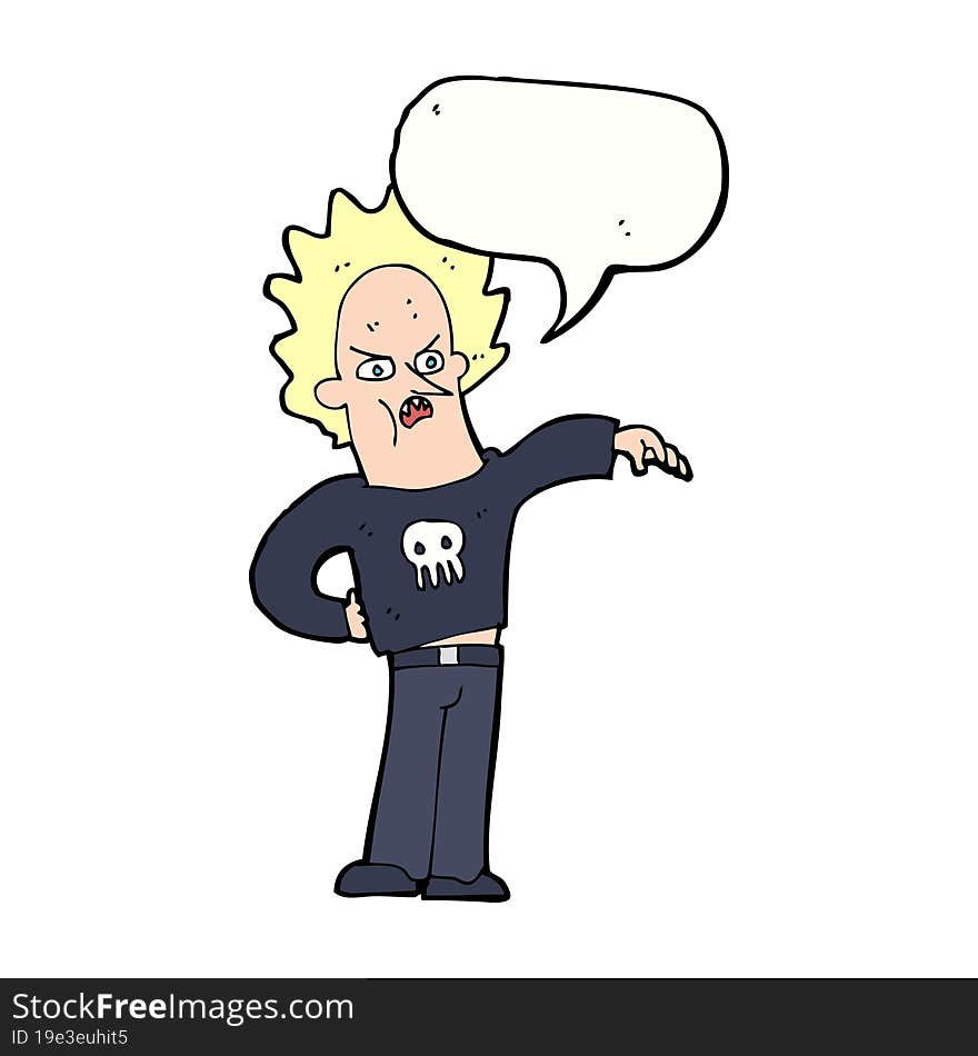 cartoon nasty boy with speech bubble