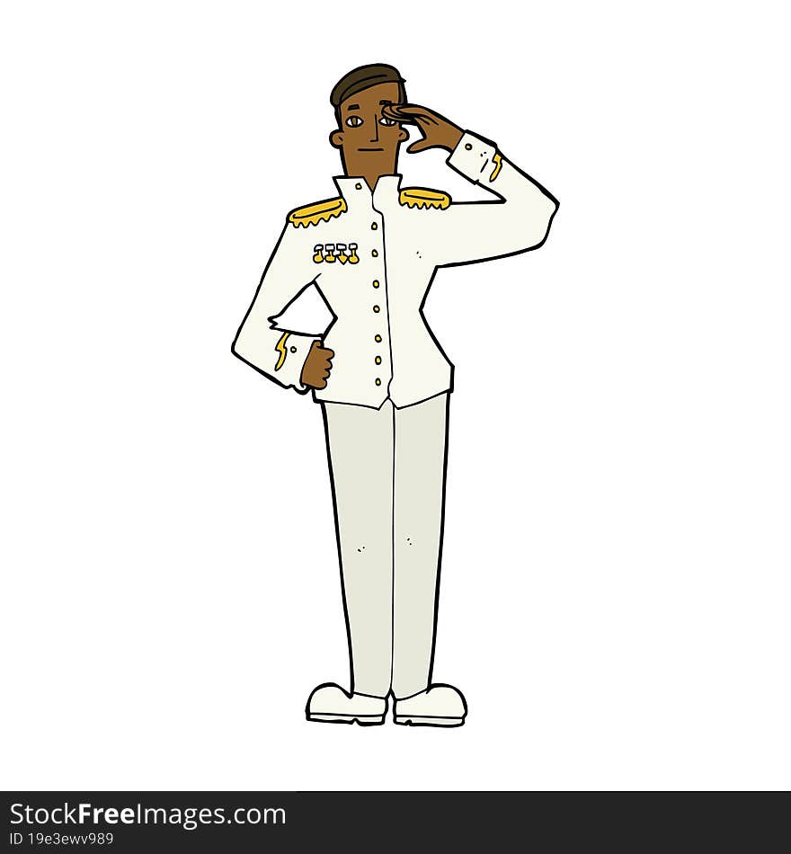 Cartoon Military Man In Dress Uniform