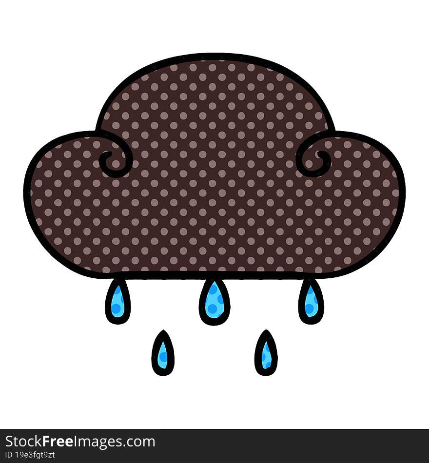 Quirky Comic Book Style Cartoon Rain Cloud