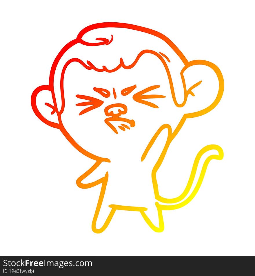 warm gradient line drawing cartoon annoyed monkey