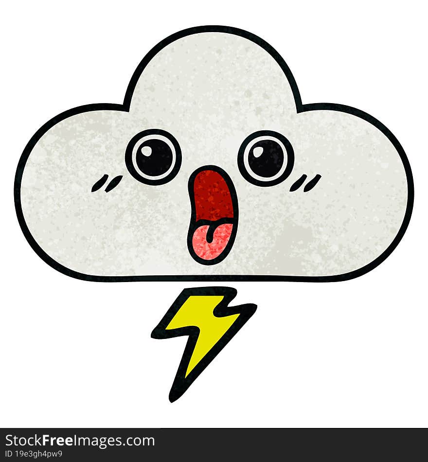 Retro Grunge Texture Cartoon Storm Cloud