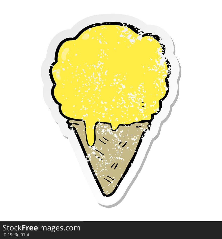 distressed sticker of a cartoon ice cream