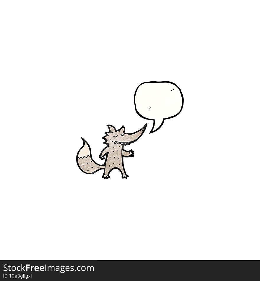 cartoon wolf with speech bubble