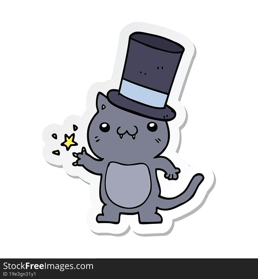 sticker of a cartoon cat wearing top hat