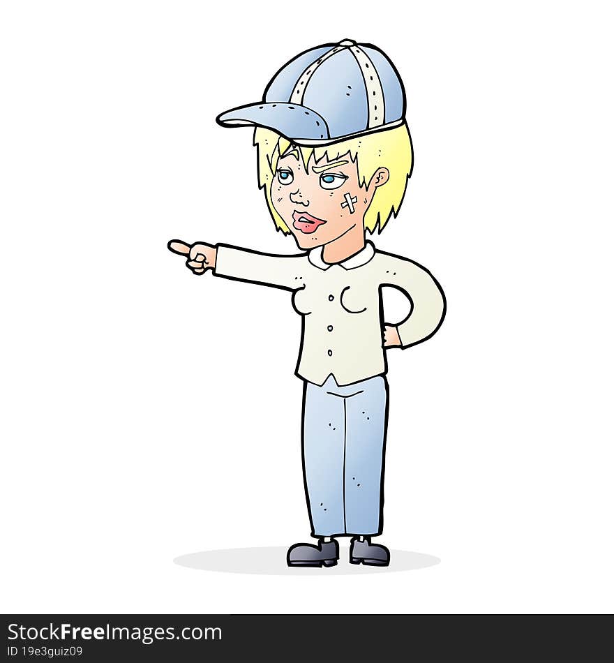 cartoon woman pointing