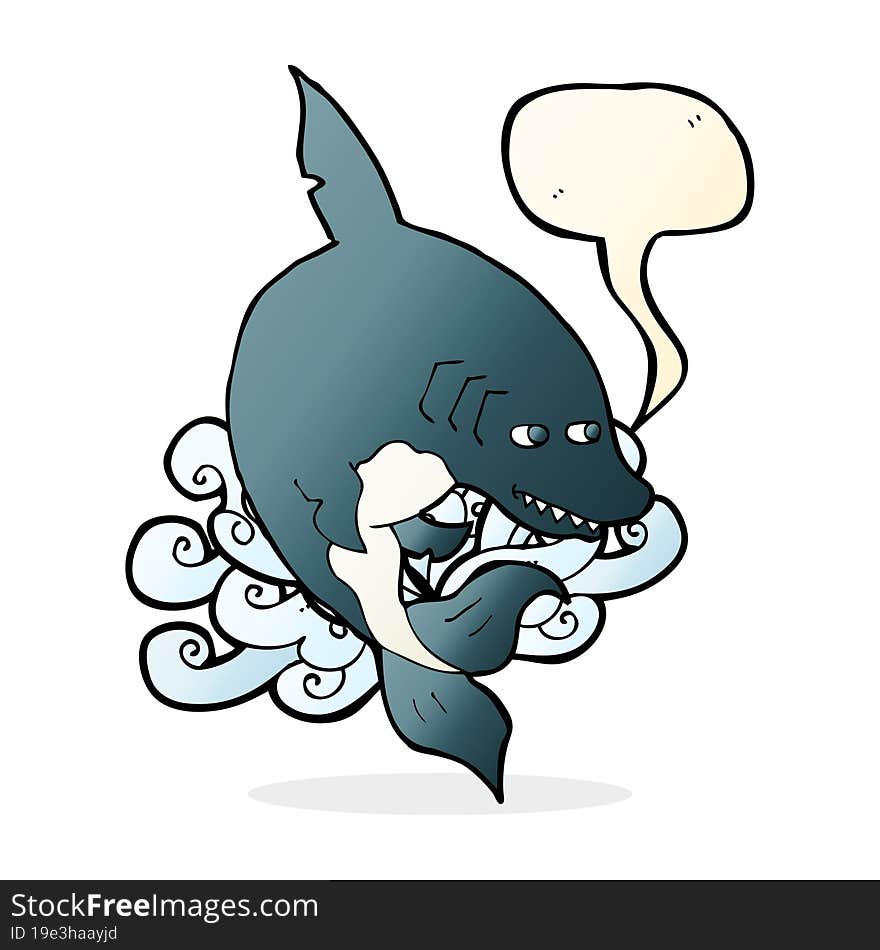 Funny Cartoon Shark With Speech Bubble