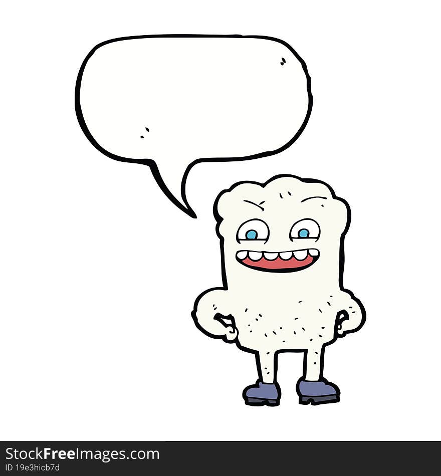 cartoon happy tooth with speech bubble