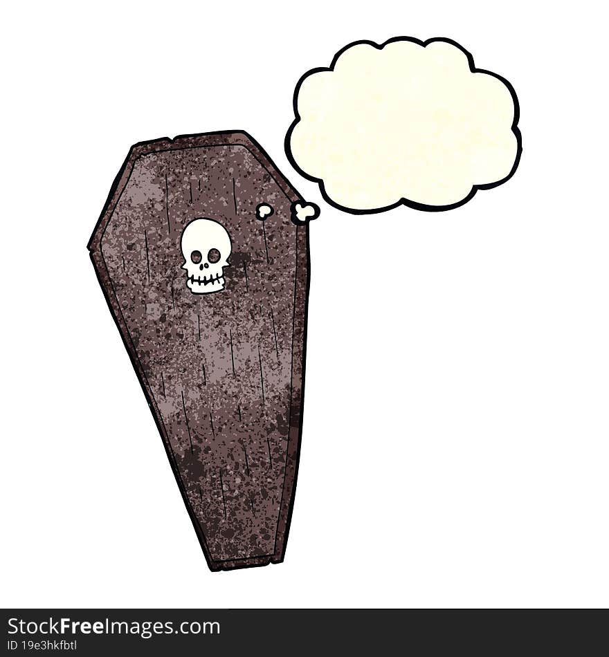 Spooky Cartoon Coffin With Thought Bubble