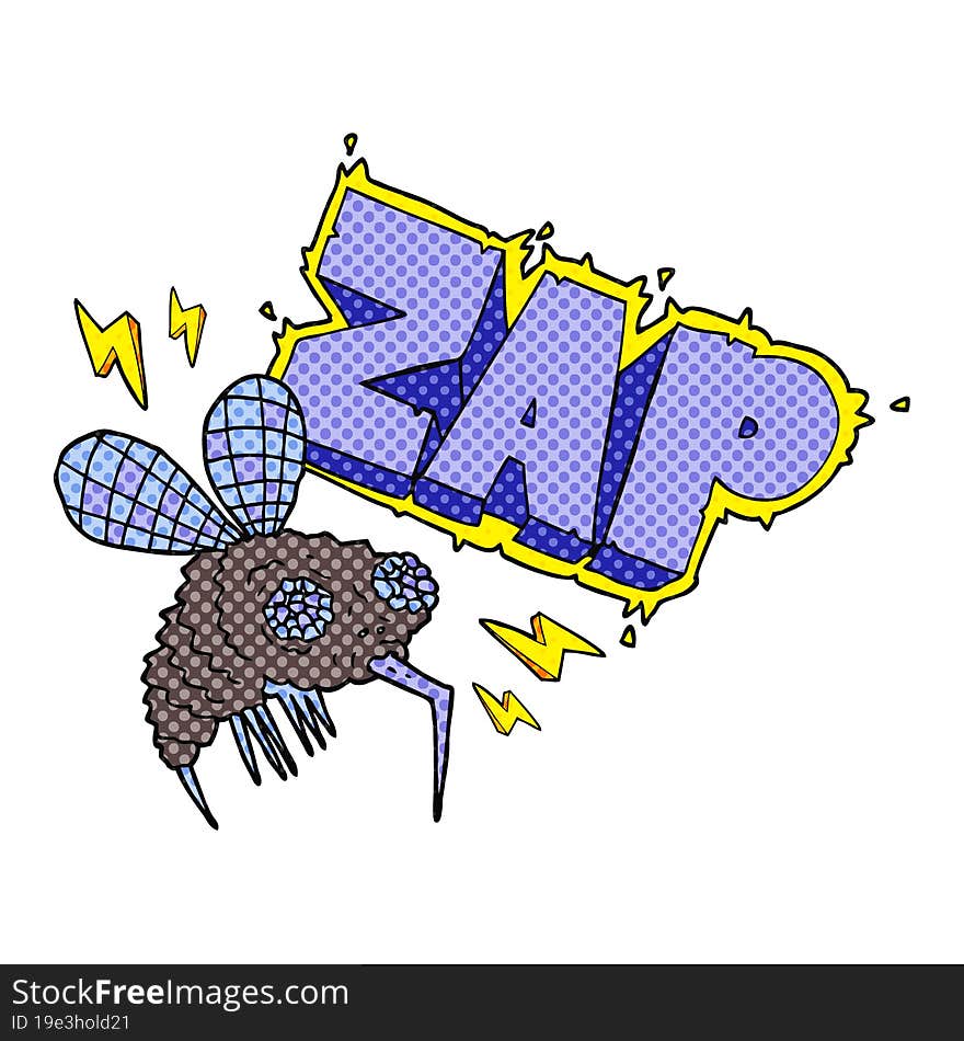 freehand drawn cartoon fly zapped