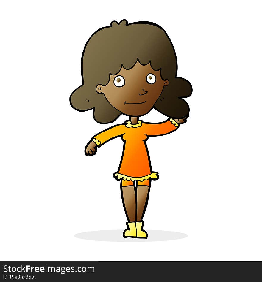 cartoon friendly woman waving