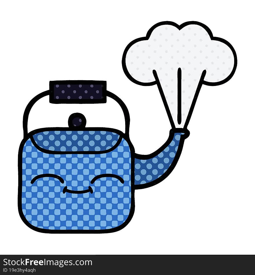 comic book style cartoon steaming kettle