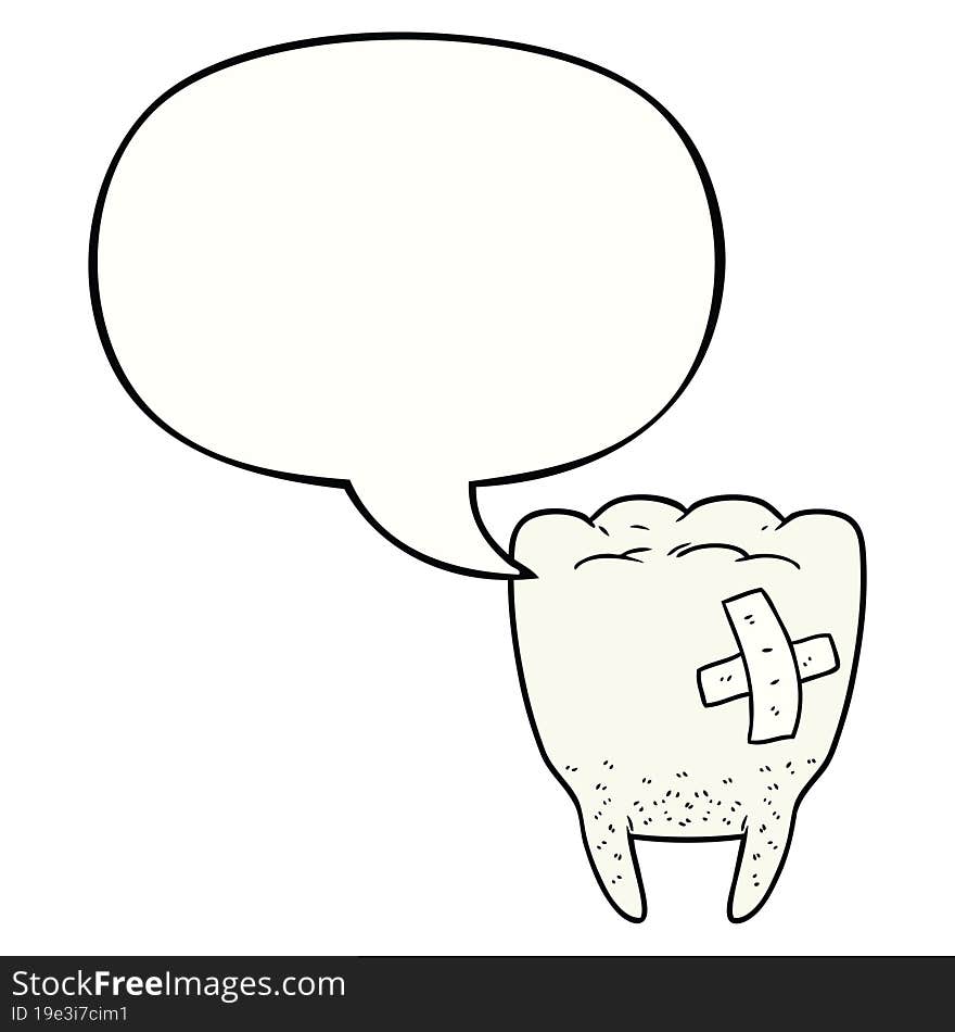 Cartoon Bad Tooth And Speech Bubble