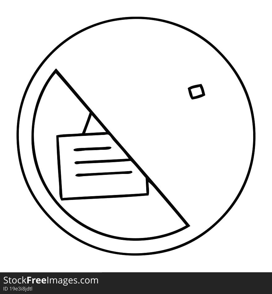 line drawing cartoon of a no post sign