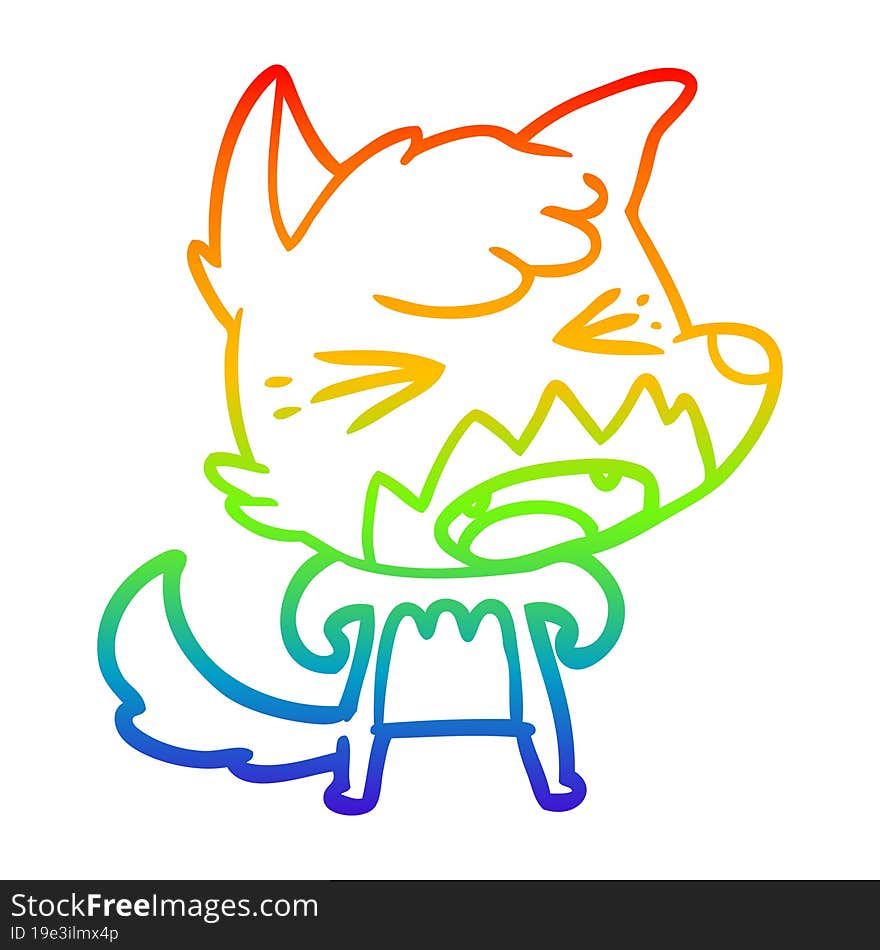 rainbow gradient line drawing angry cartoon fox