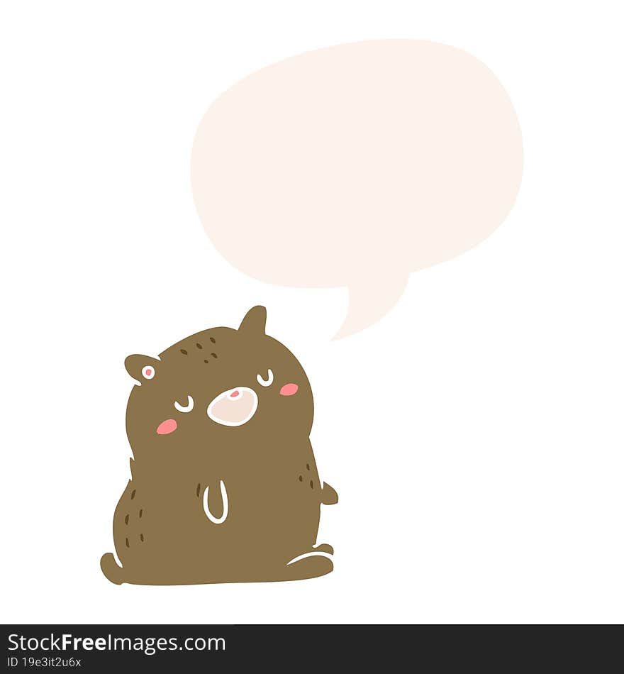 cute cartoon bear and speech bubble in retro style