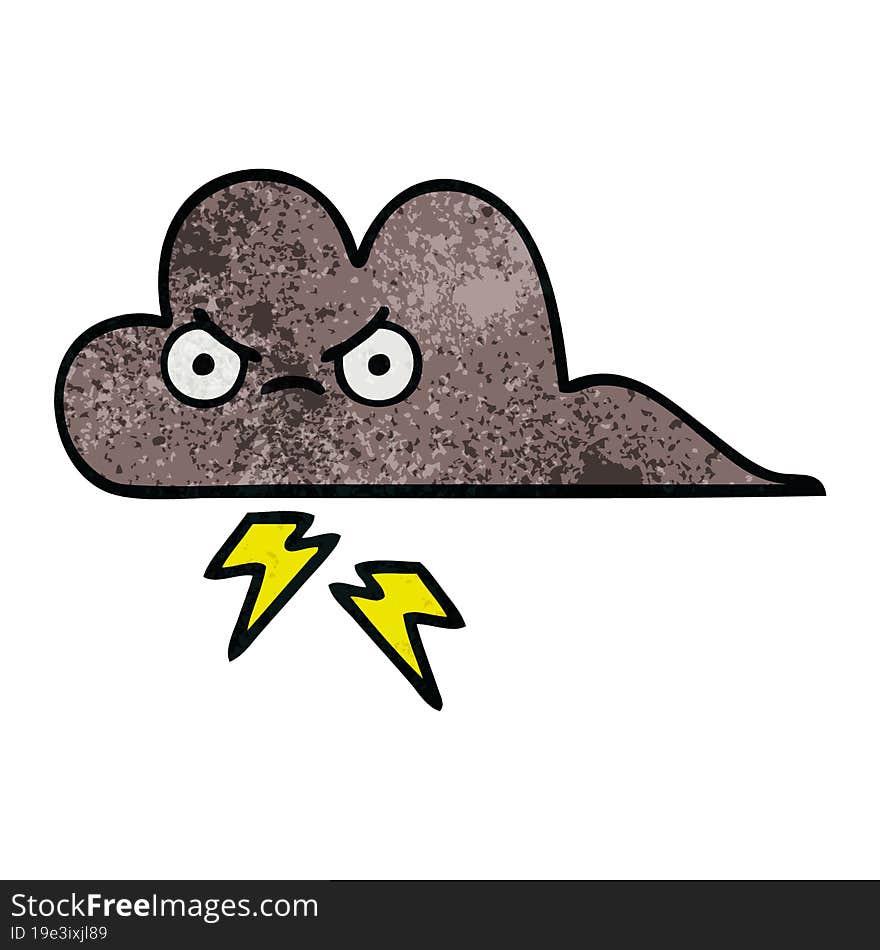 Retro Grunge Texture Cartoon Storm Cloud