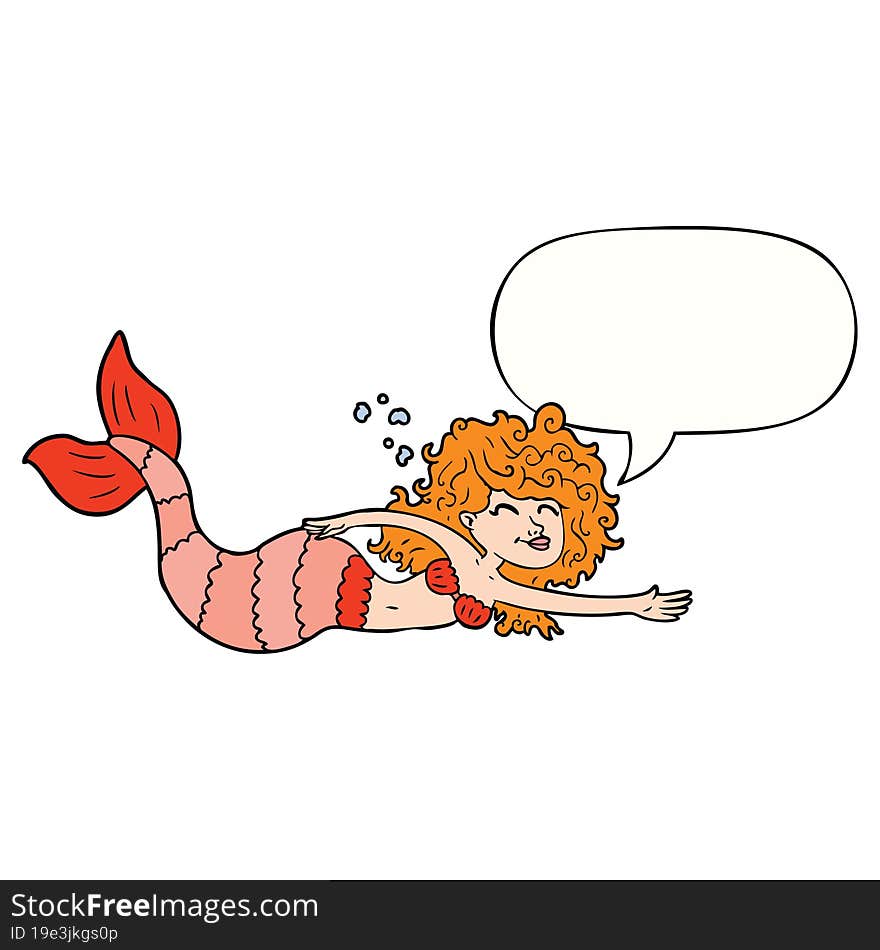 cartoon mermaid with speech bubble. cartoon mermaid with speech bubble