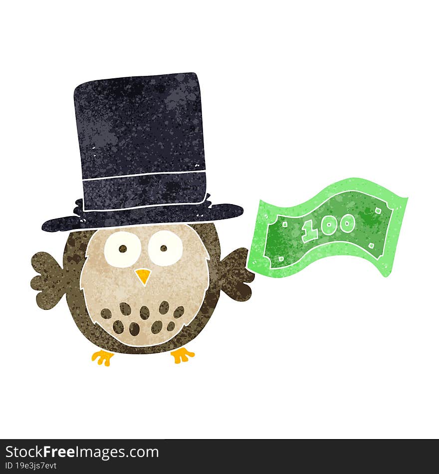 retro cartoon rich owl