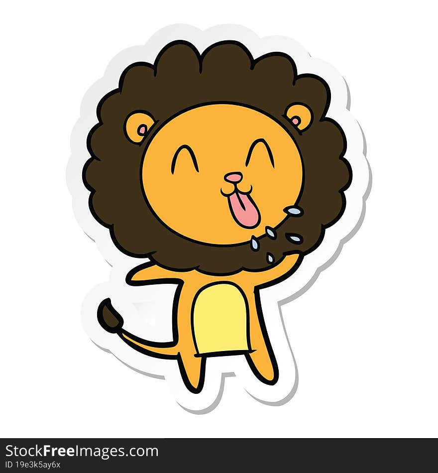 sticker of a happy cartoon lion