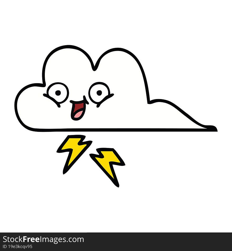 cute cartoon of a thunder cloud. cute cartoon of a thunder cloud