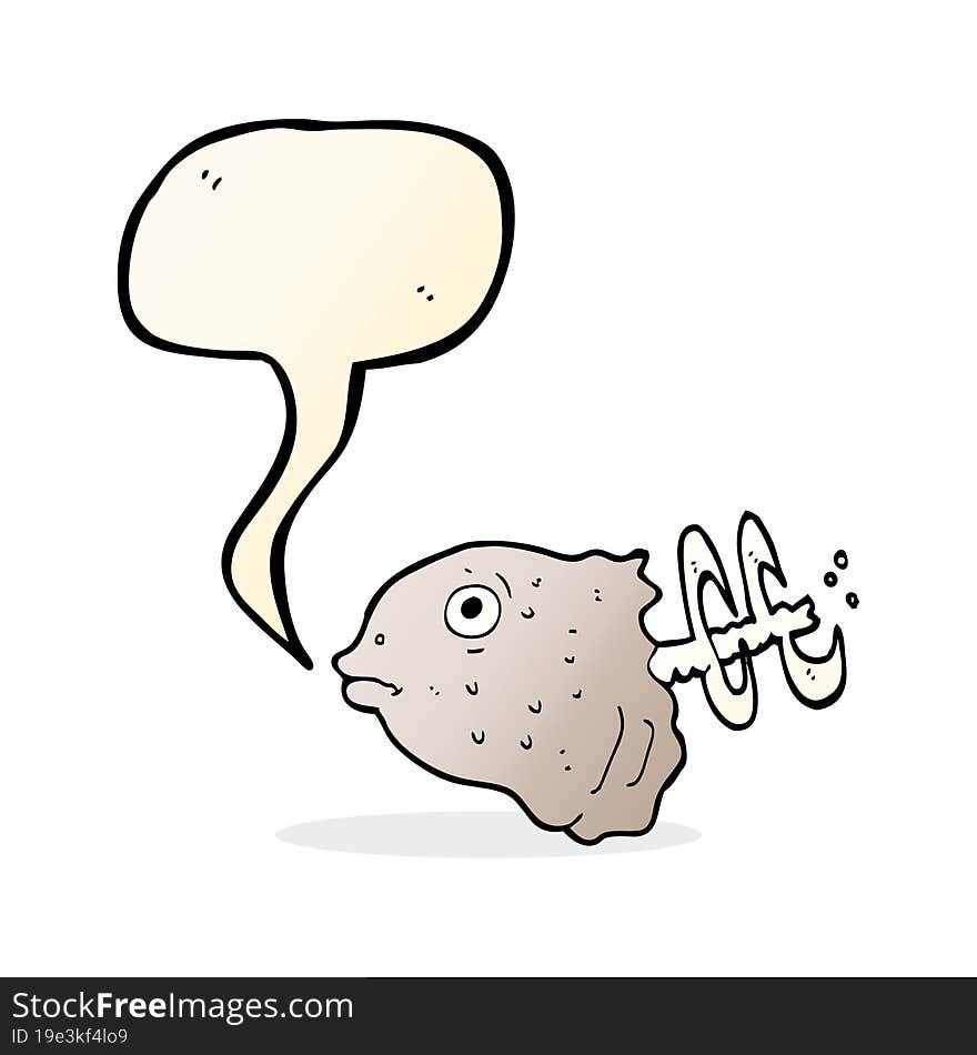 cartoon fish head with speech bubble