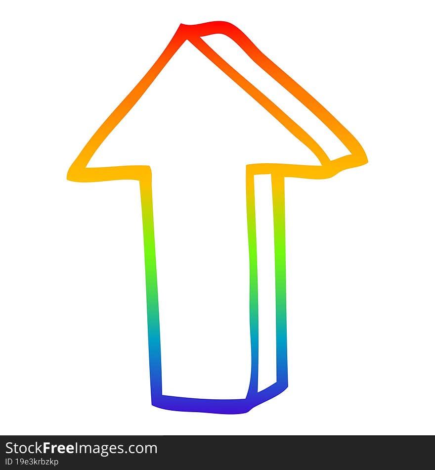 rainbow gradient line drawing cartoon arrow