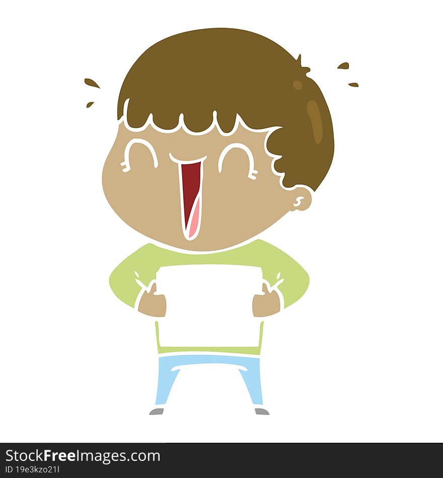 Laughing Flat Color Style Cartoon Man With Letter