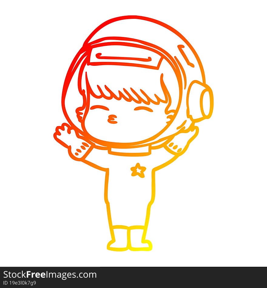 warm gradient line drawing cartoon curious astronaut