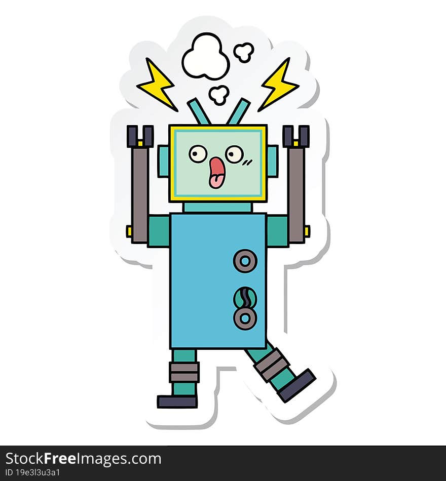 Sticker Of A Cute Cartoon Robot