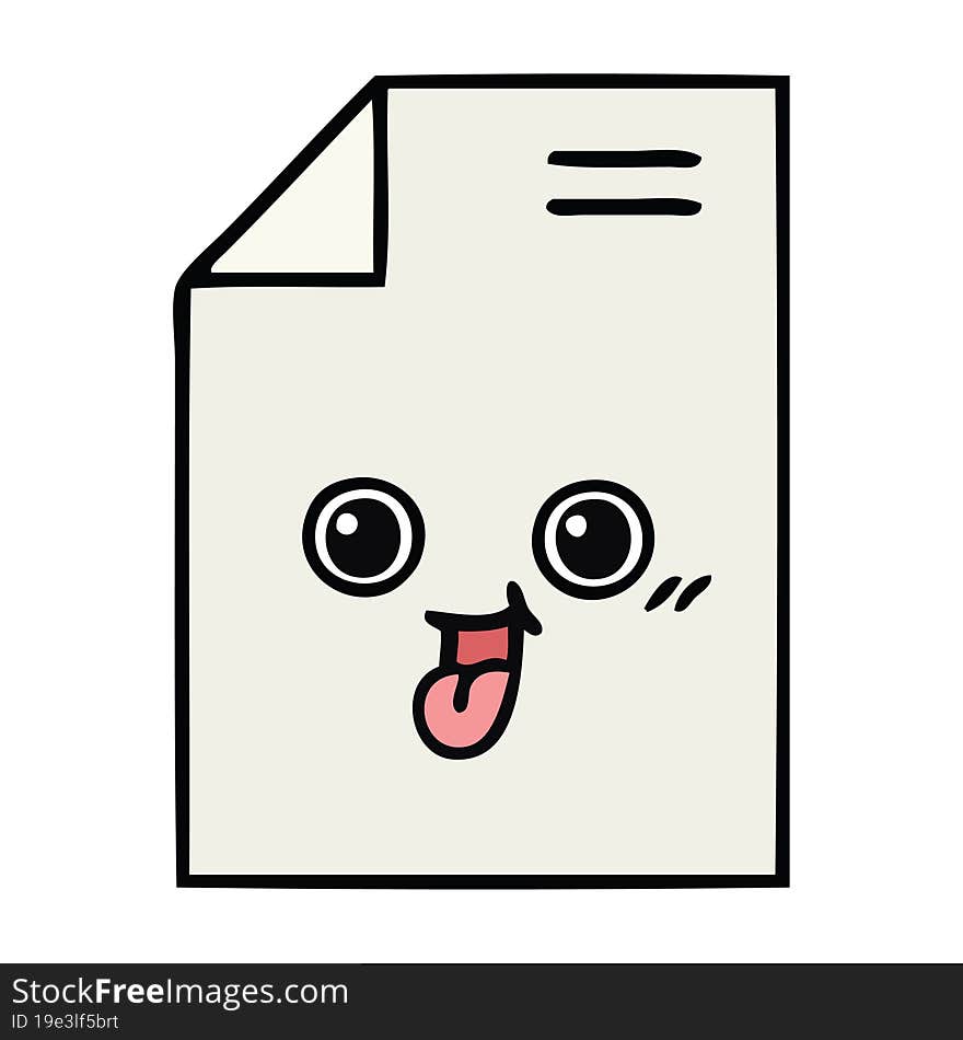 cute cartoon of a sheet of paper. cute cartoon of a sheet of paper