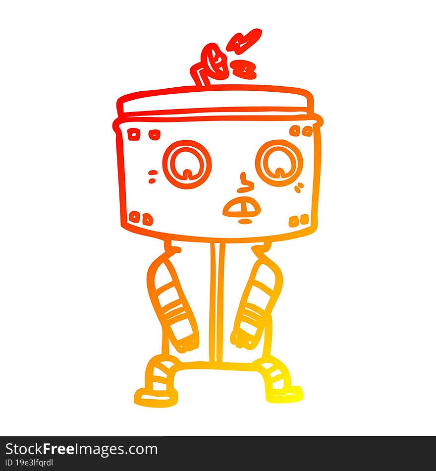 warm gradient line drawing of a cartoon robot