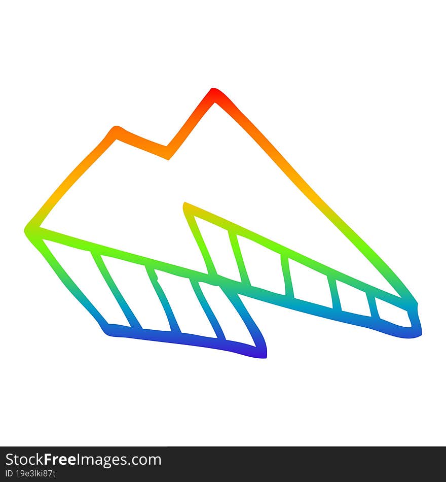 rainbow gradient line drawing cartoon lightening bolt