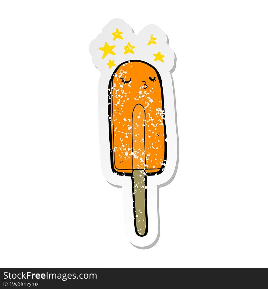 distressed sticker of a cartoon ice lolly