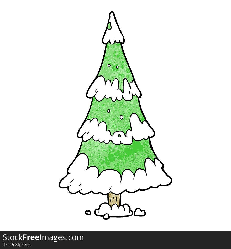 cartoon snowy christmas tree. cartoon snowy christmas tree