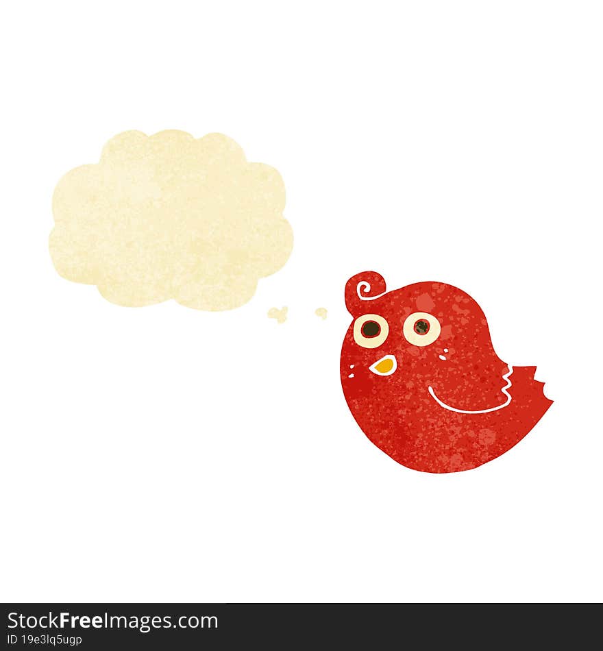 Funny Cartoon Bird With Thought Bubble