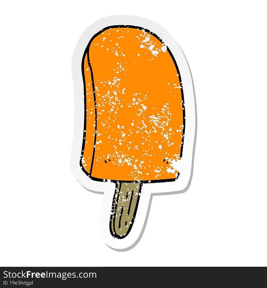 distressed sticker of a cartoon ice lolly